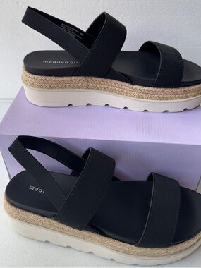 MADDEN GIRL MARCCYY Women's Size 10M Sandals BLACK FABRIC Strappy Platform